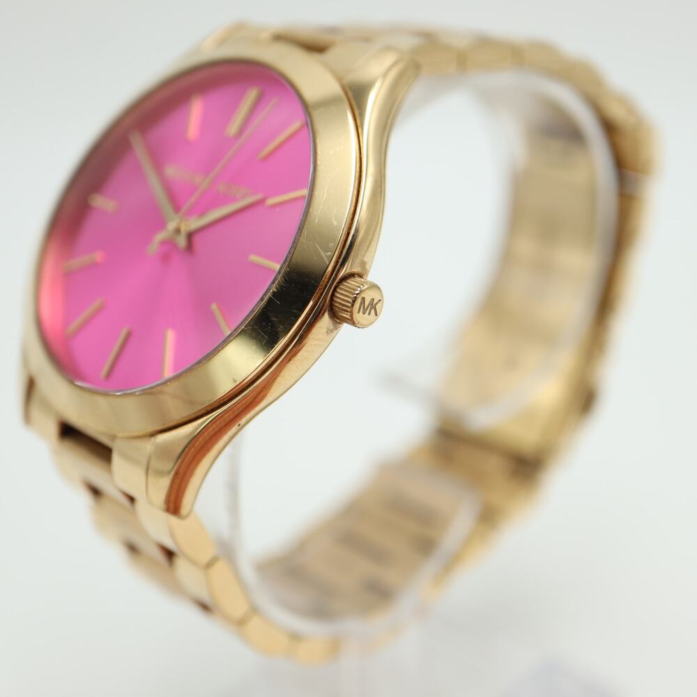 Michael Kors Gold-Tone Bracelet Watch with Pink Dial - Picture 7 of 9